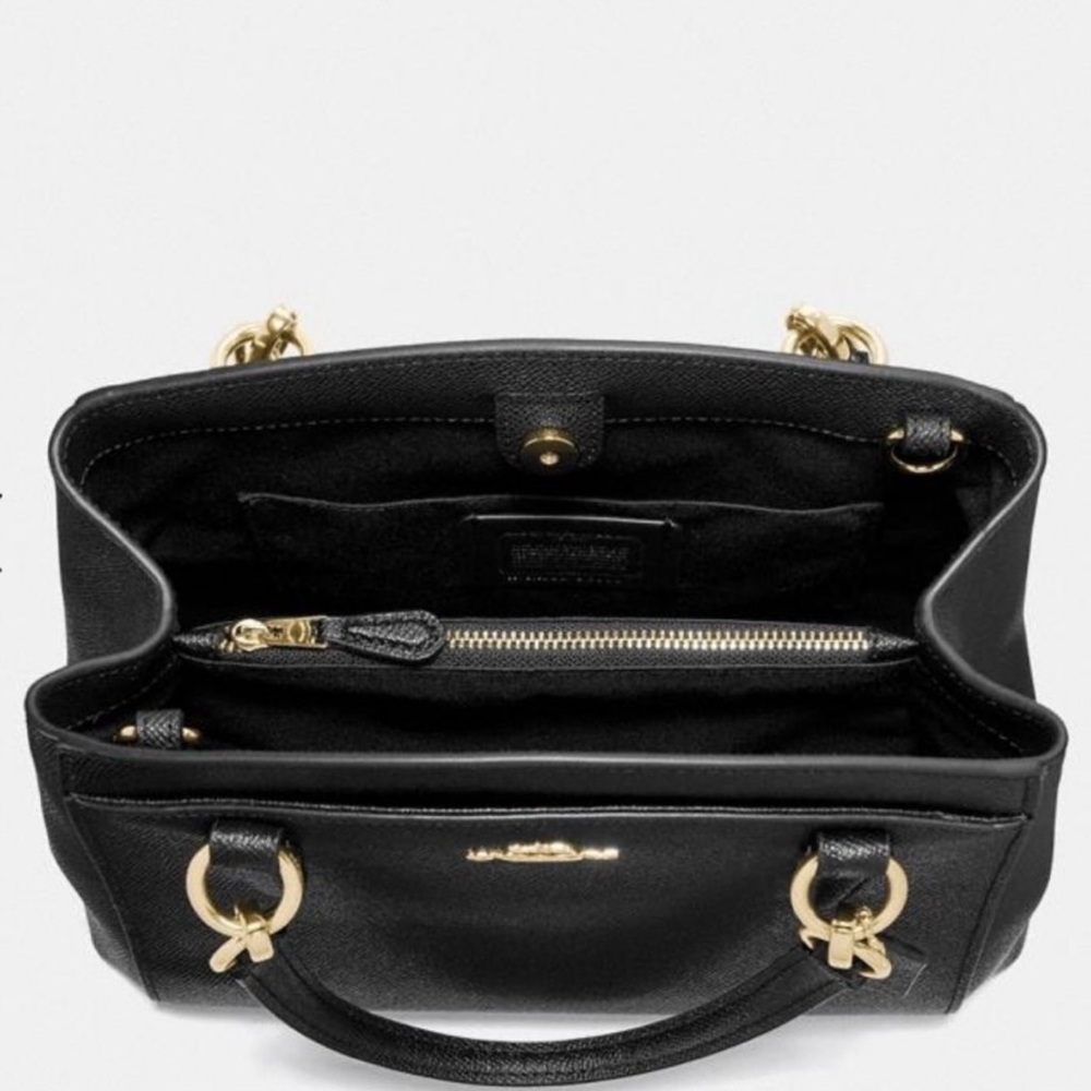 NWOT Coach Minetta Crossbody Satchel Crossgrain Leather Ebony Black Noir Gold - Picture 9 of 10